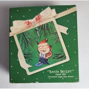 Hallmark Vintage Christmas Ornament Santa Ski Lift, Dated  1983